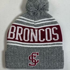 NWT Captivating Santa Clara University Broncos Gray Maroon Knit Beanie Cap